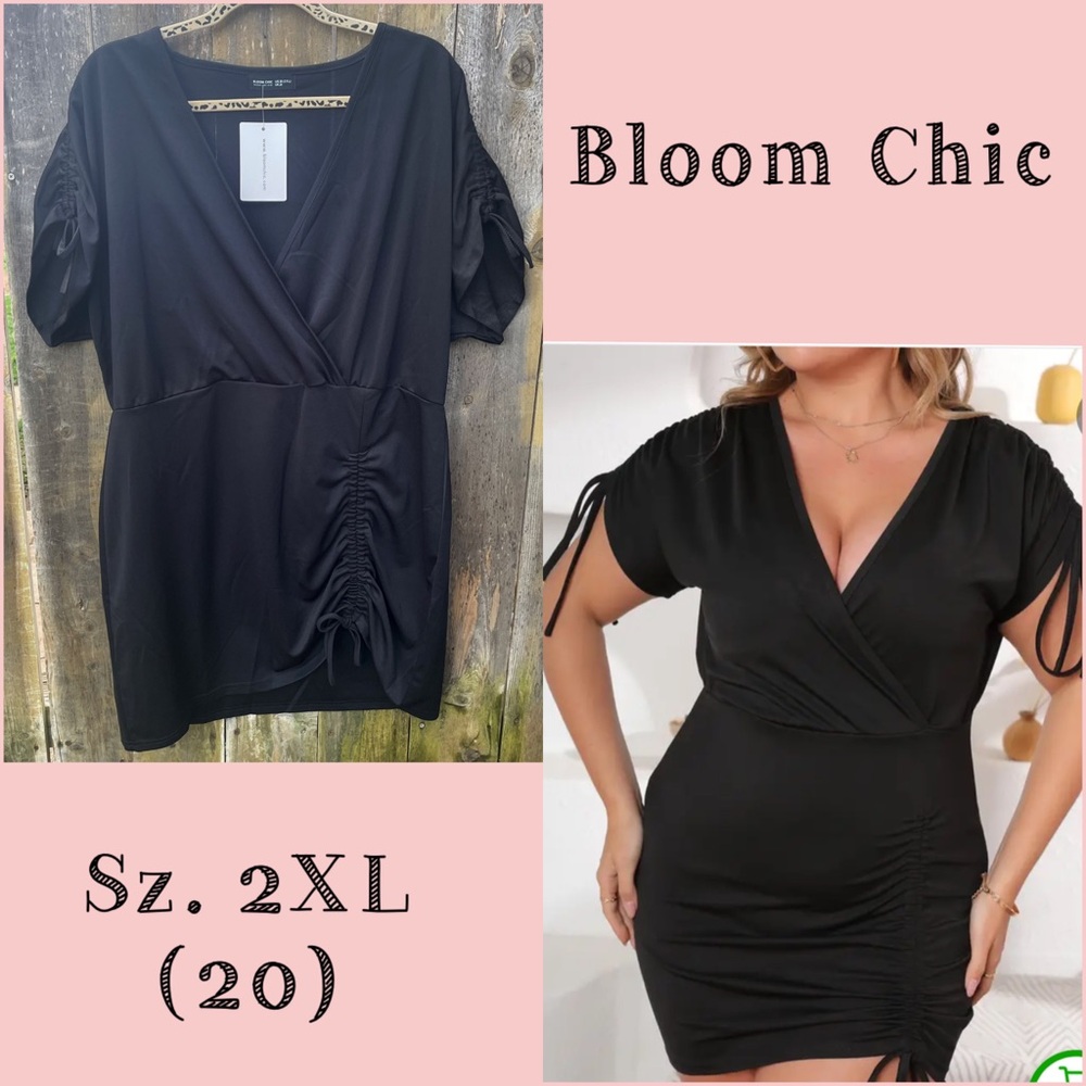 NWT Bloom Chic Ruched Drawstring Black Dress Sz. 2XL (20)